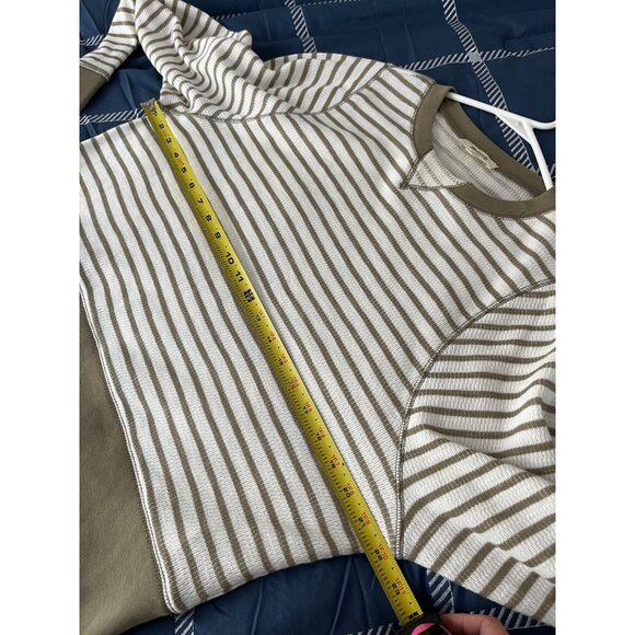 Madewell Relaxed Long-Sleeve Crewneck Tee in Stripe Cargo Green Size M - Picture 8 of 8